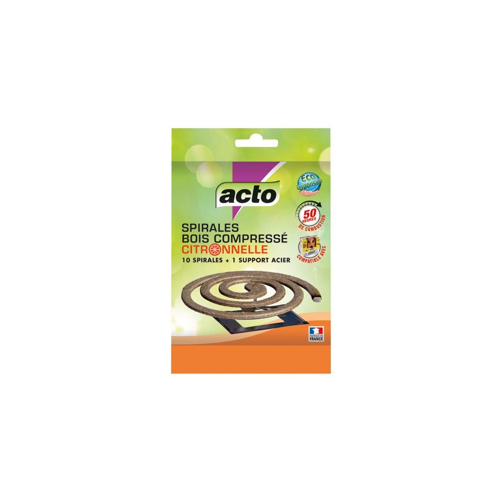 Spirales bois compressé citronnelle anti-moustiques extérieur ACTO SPI 3