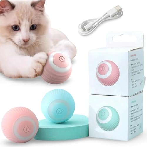 Bola Giratória Inteligente Brinquedo Pet Gato Silicone Recarregável com cabo USb (Rosa)