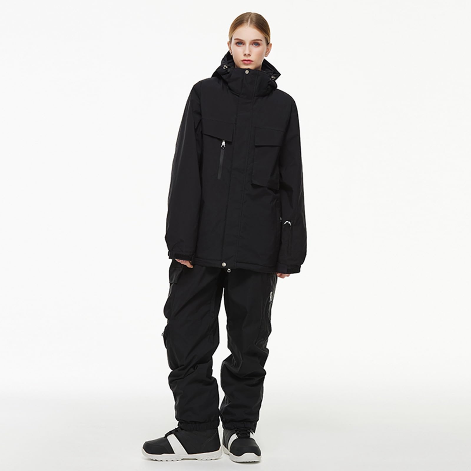 Tenue de Ski Homme Femme Hiver Chaude Épais Ensemble Ski Unisexe avec Veste Softshell Impermeable et Pantalon Imperméable Ensemble Hiver 2 Pièces Combinaison de Neige Snowboard Vêtements Imperméables