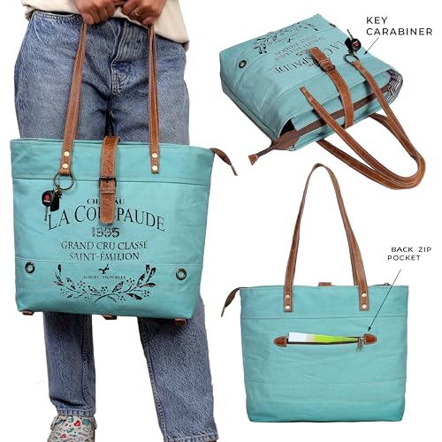 Image of CREATIVE LEATHER ART La Couspaude Upcycled Canvas Tote Bag for Women