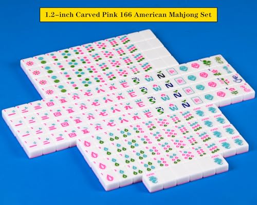 Pink Mahjong Tile Set con 4 soportes y empujadores miniatura 3