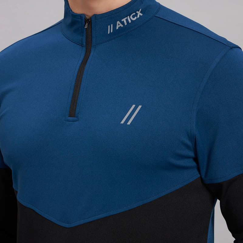 Image of ATICX Polyester Full Sleeve Compression High Turtle Neck Sports Jersey T Shirt for Men - Quick Dry Fit Gym Workout Top for Running, Swimming, Training, Cycling, Football, Badminton