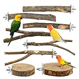 YUDAWN 8 Stück Vogelspielzeug, Wellensittich Spielzeug Naturholz Vogel Sitzstangen Vogelständer Vogelkäfig Zubehör für Nymphensittich Kanarienvogel