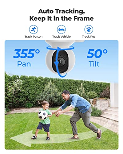 Reolink 4K PTZ PoE Security Camera Outdoor with Motion Spotlights, 3X Optical Zoom, 360° Pan 50° Tilt, Person/Vehicle/Pet Detection, Auto Tracking, Color Night Vision, Two-Way Audio- E1 Outdoor PoE
