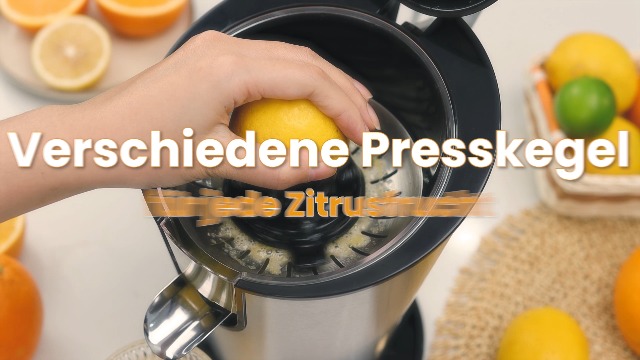 LEBENLANG Orangenpresse elektrische Edelstahl 600W - Inkl. Edelstahlkegel