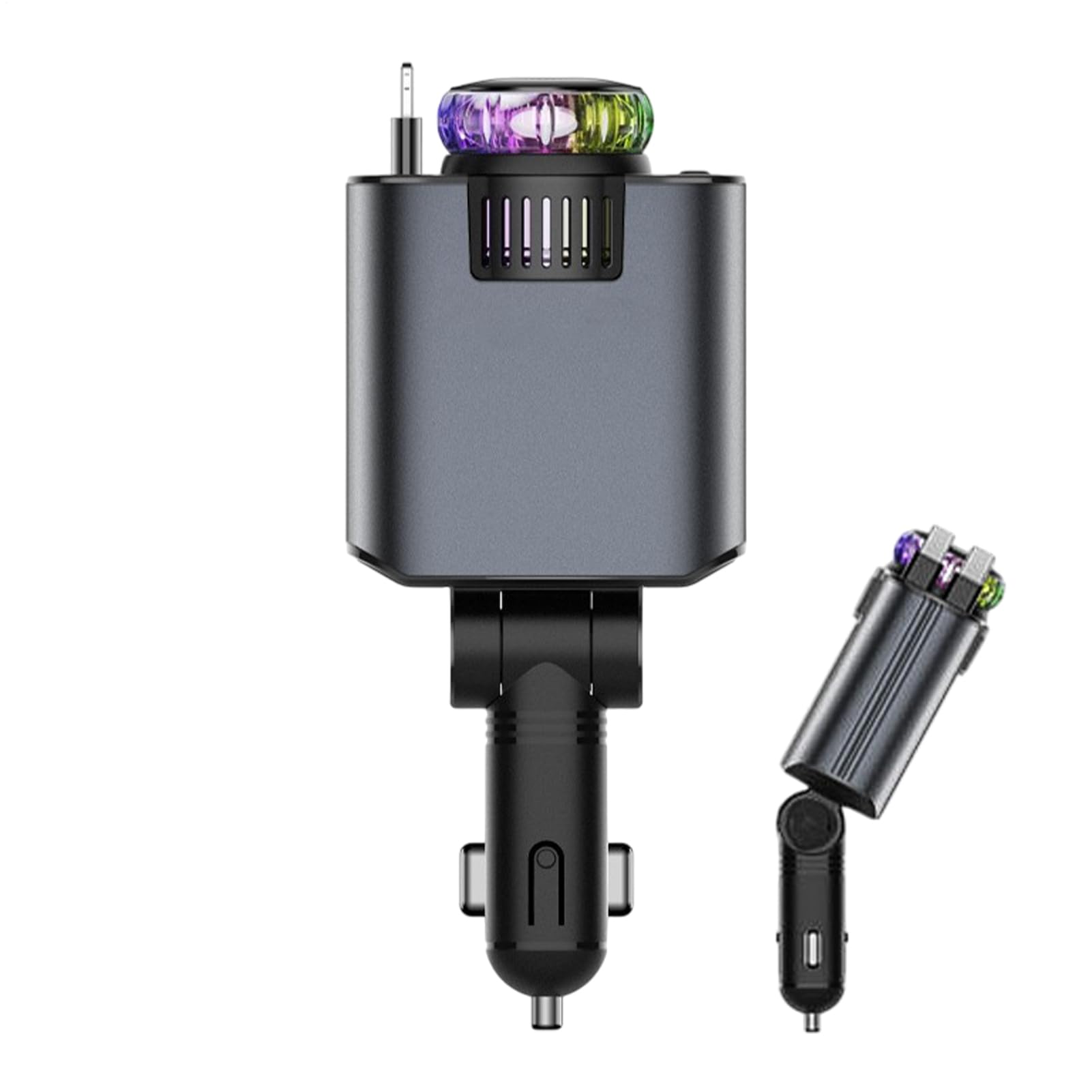 66 W Retractable Car Charger, multifunción Fast Charging Adapter, 6 | 18 pulgadas Star Night Projector & Scent Diffuser, Auto Accessory for Travel, Road Trips and Daily Driving