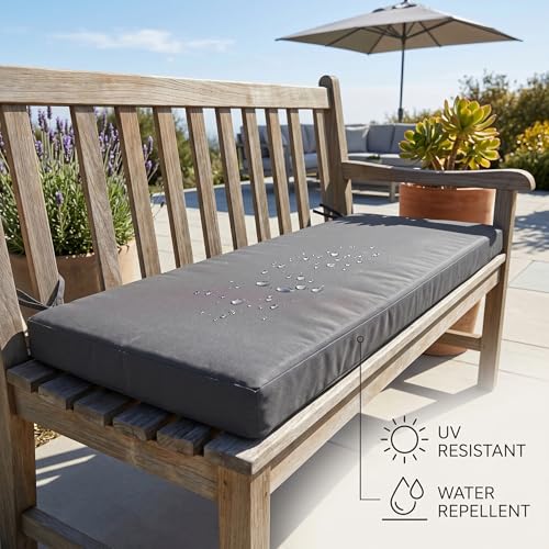 Coussin de banc antidérapant et imperméable gris foncé pour cour - 6