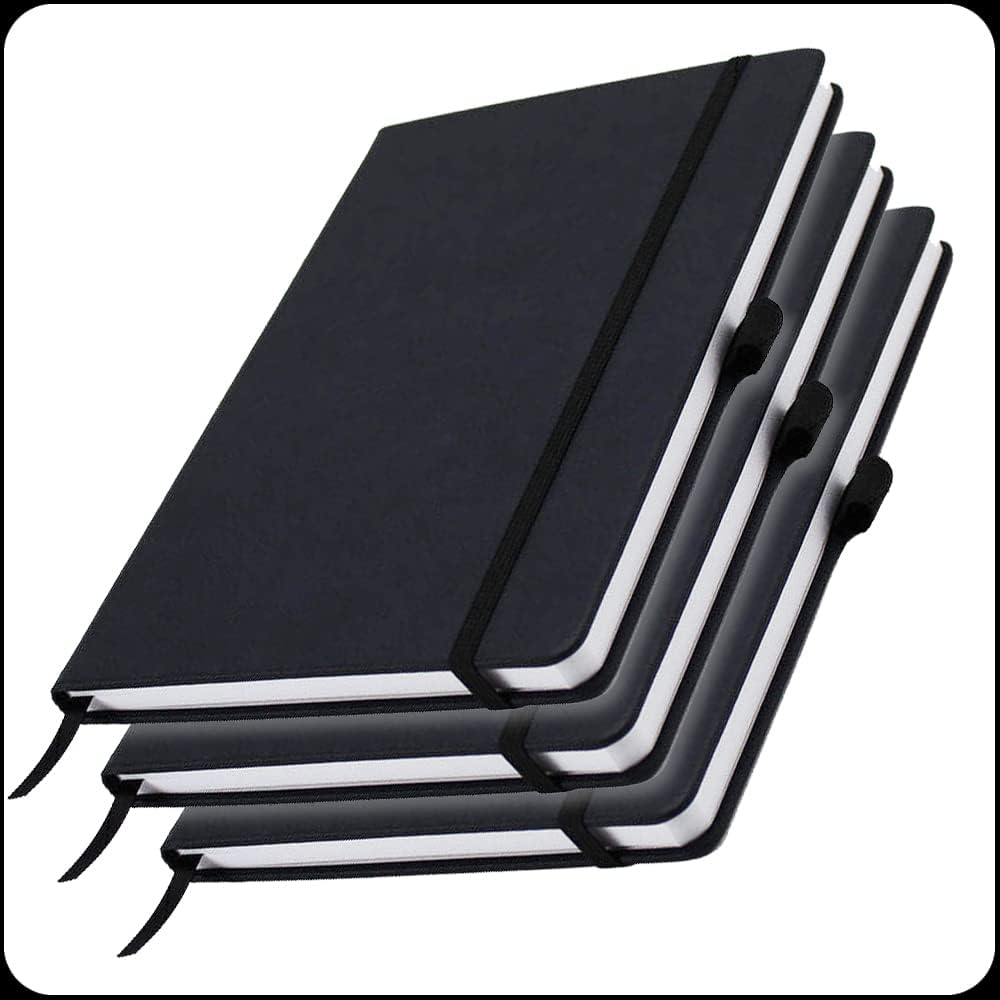NA-1 Notebook A5, Lined Pages, Black Hardcover, Writing Pad - 192 Page, 3 Pieces