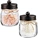 Mason Jar Bathroom Apothecary Jars - Rustproof Stainless Steel Lid,Farmhouse Decor,Bathroom Vanity Storage Organizer Holder Glass for Cotton Swabs,Rounds,Ball,Flossers,Bath Salts (Bronze, 2-Pack)