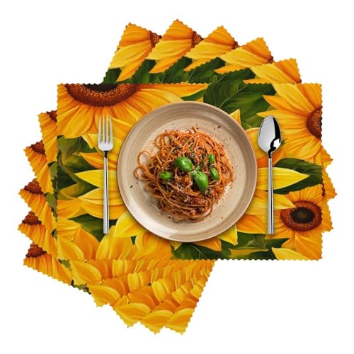 Sets de table tournesol lot de 6 design 30,5x45,7cm pour une décoration de table raffinée