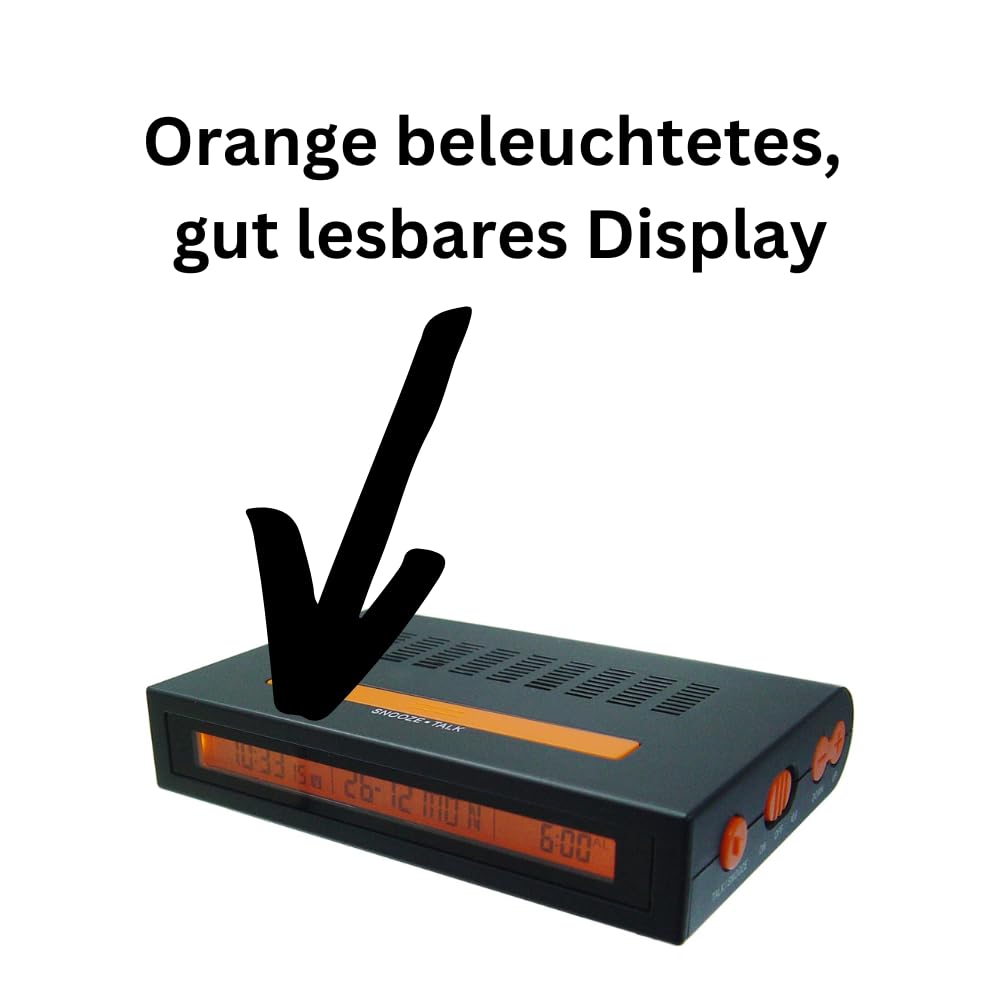 Marschall Deutsch sprechender Funkreisewecker I 1020 I Digitaler Wecker I Ansage von Zeit und Datum I Stündliche Zeitansage I Perfekt für Senioren, Blinde und Demenzkranke