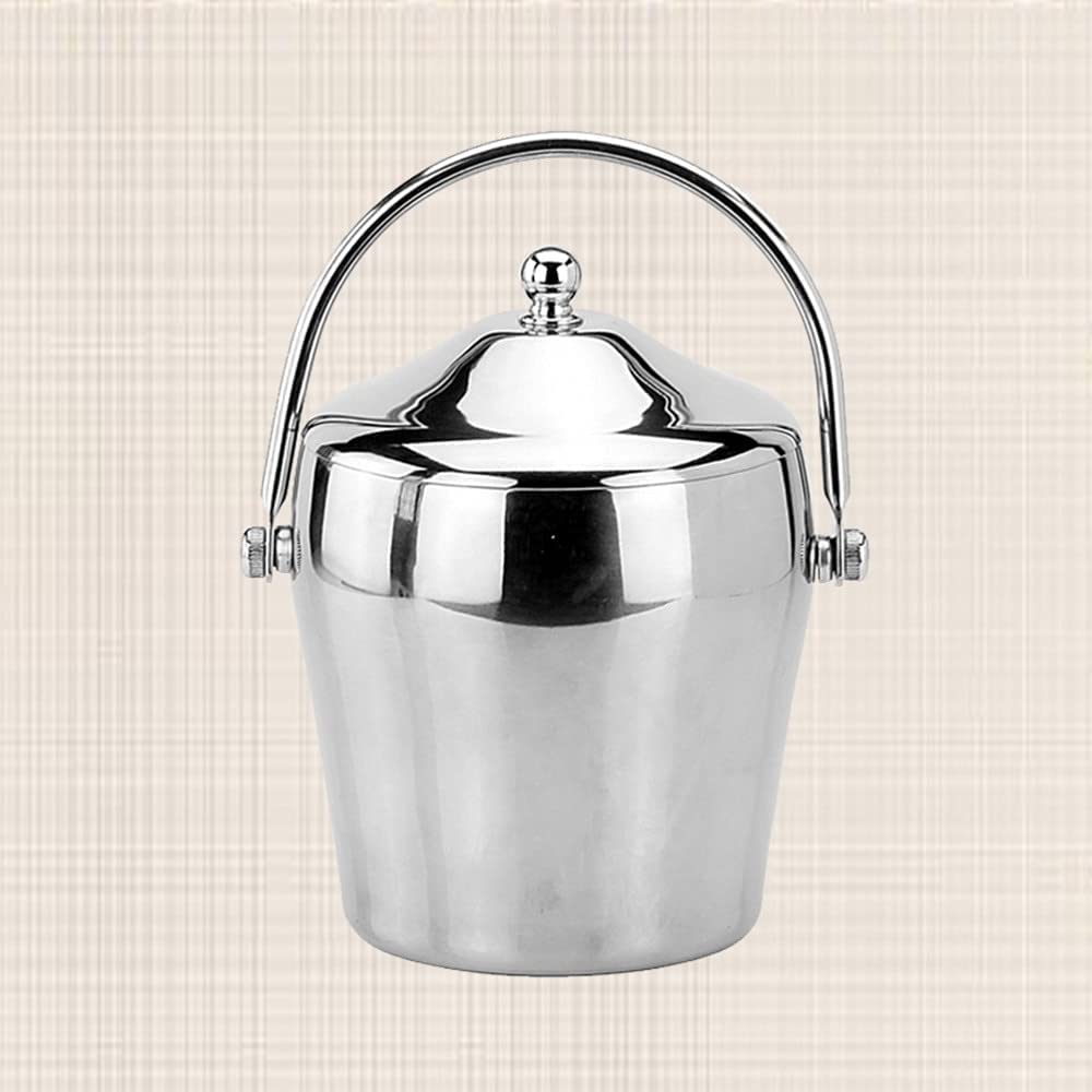 Cubiteras Cubo Enfriador Cubitera Doble Capa En Acero Inoxidable Grueso Y Portatil con Tapa para Conservar El Frio, Cubitera para Champan Champán Cubeta de Hielo (Size : 2L)