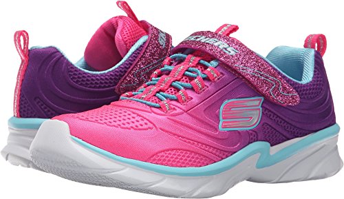 Skechers Kids Swirly Girl-81702L Gore and Strap Sneaker (Little Kid/Big Kid),Neon Pink/Purple,