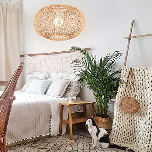 Littleglovo Rattan Light, Handmade Woven Rattan Light Fixture, Modern Rattan Pendant Lamp Shade, Adjustable Rattan Pendant Lights, Natural Wicker Pendant Light (Bulb Not Included)-15.7“ x 11" - Image 5