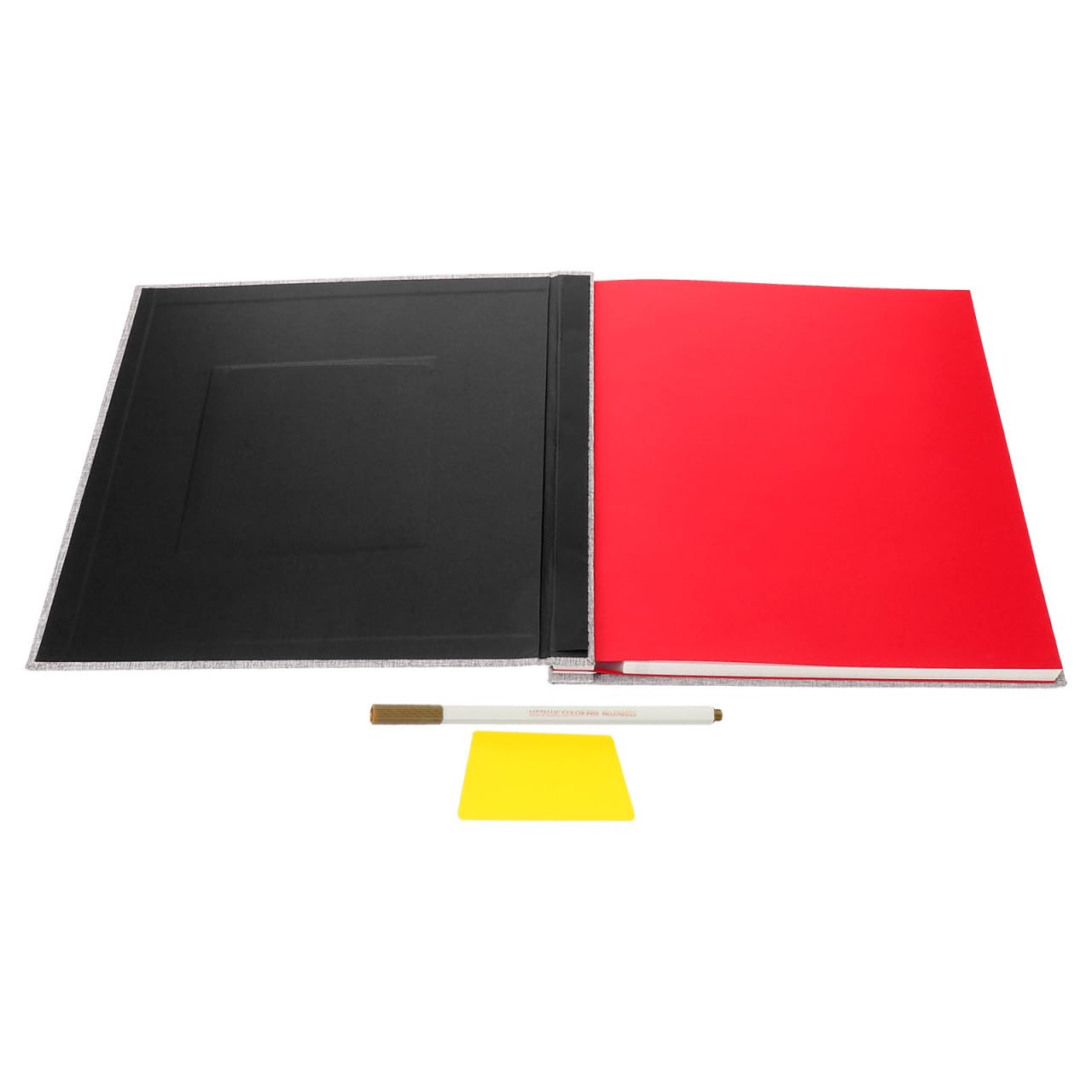 Yardwe Album Photo à Fenêtre Autocollant en Lin et Plastique, 20 Pages Adhésives avec Stylo et Raclette, Pratique pour Mariage et Stockage de Photos