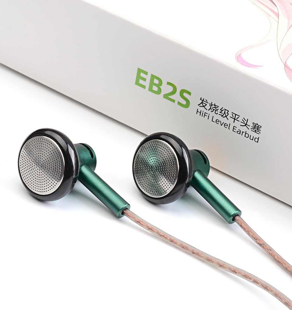 NICEHCK Balanced Wired Earbuds with 4.4mm Plug, HiFi Flat Head Earphones with 15.4mm Dynamic Driver, Audiophile Open-Ear Headphones for Android Phones, Music Players & Laptops (4.4mm no Mic Green)