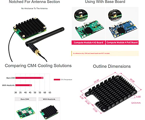 Disipador de aluminio para Raspberry Pi CM4 con muesca de antena 6
