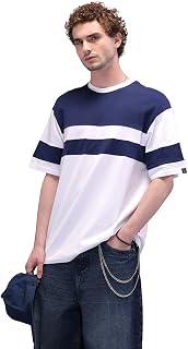 WROGN Men's Cotton T-Shirt | Colorblock with Cut & Sew Panels | Oversized Fit Price In India