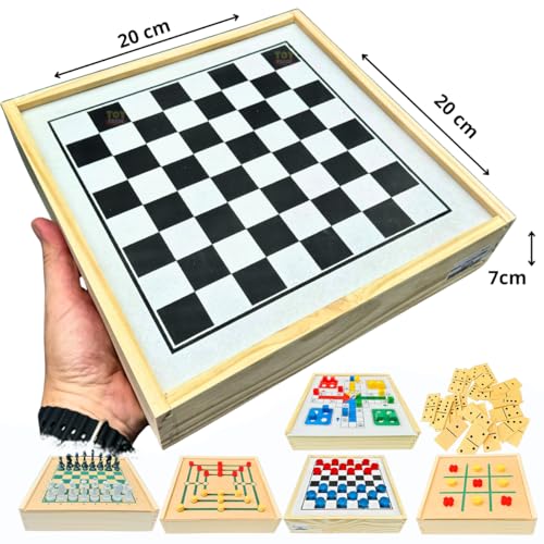 Jogos 6x1 Dama, Jogo Velha, Ludo, Trilha, Dominó, Xadrez Tabuleiro de Jogos Clássicos - Toy Trade Of