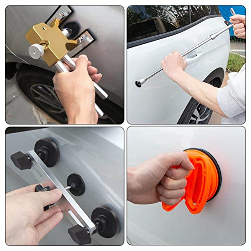 Mookis Paintless Dent Repair Kit 92PCS Dent Puller Kit with Golden Dent Lifter, Slider Hammer, Bridge Puller and Suction Cup for All Kinds of Car Body Dent Remover - Thumbnail 6