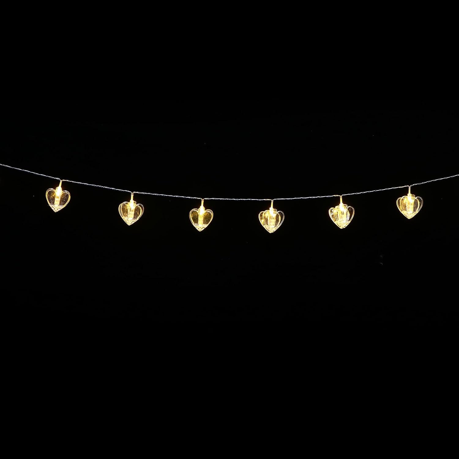 Photo Clip Light String with Heart Clips, Battery Powered White