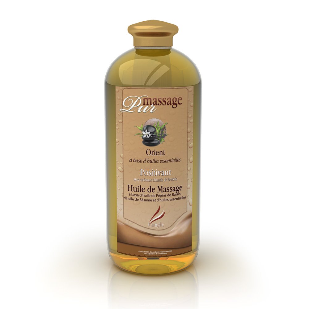 Camylle - Aceite de Masaje Oriente - Aceite de Masaje de Lujo para Masaje Tradicional o Ducha Vichy - Positivado con aromas calientes y amaderados - 1000ml