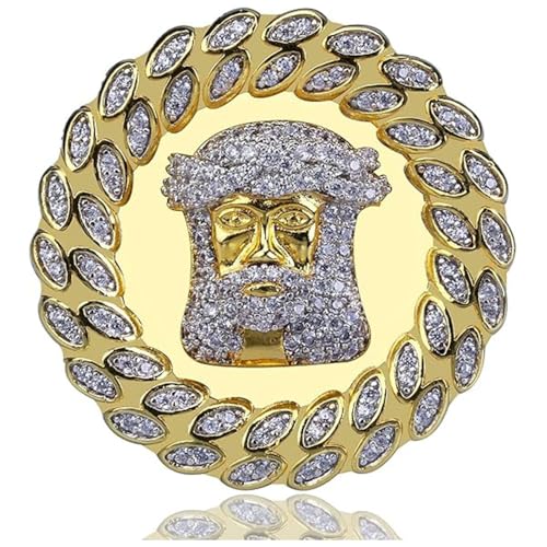 14K Gold Cat's Eye Cut Inlaid Moissanite Ring, Men's Portrait Hip-Hop Ring, A Distinctive Accessory for Trendsetters, Gift for Men4