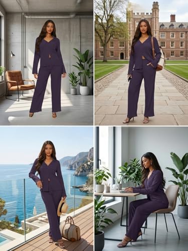 Image of GRECIILOOKS Co ord Set Women Stylish | Woman Dress | Summer Cord Sets for Women's | Trendy Casual Shirt and Pants | Pyjama Set's Solid & Beach, Resort Outfits Full Sleeve
