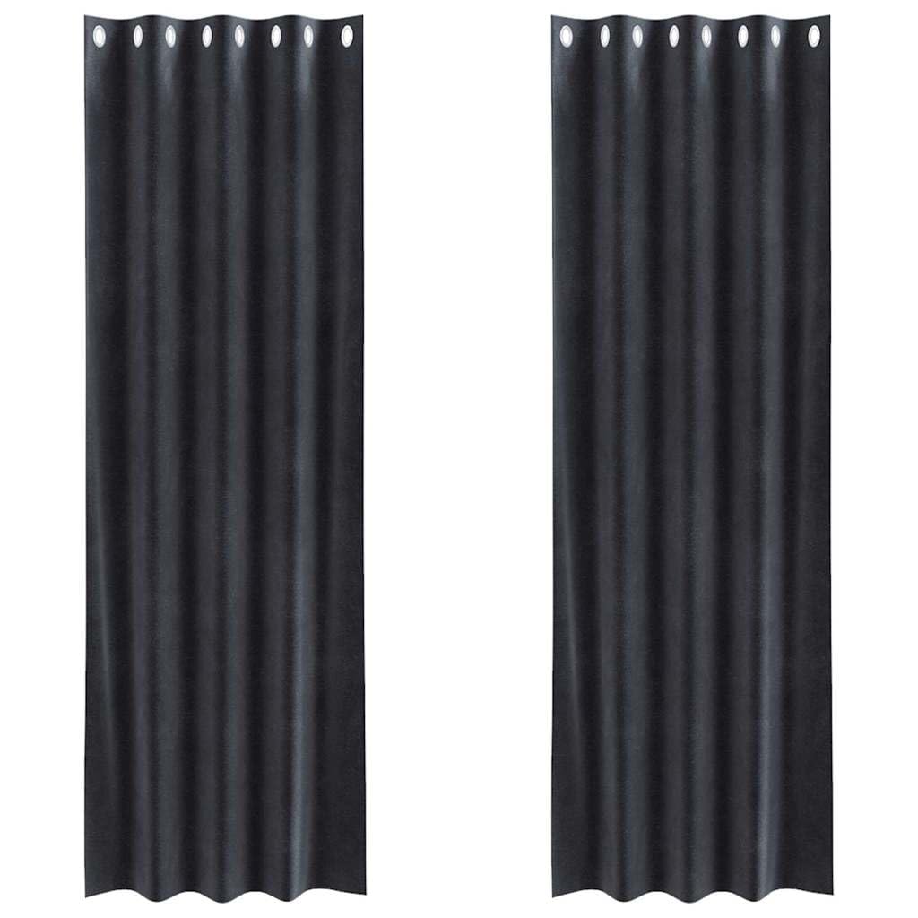 Vidaxl Dark Grey Blackout Curtains 2 Pcs 140 X 260 Cm Velvet