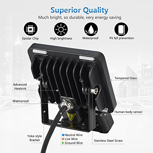Viugreum 10W Led Motion Sensor Flood Lights, Thinner Lighter Outdoor Lighting, Waterproof Ip65, 1200Lm, Warm White(2800-3000K), Super Bright Pir Security Lights, For Garden, Yard, Road, Square #TOP2