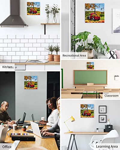 Loopop LPP-240702-SHZF03071CKDALOP Fall Wall Clock Pumpkin Truck Battery Operated Clocks Wooden Silent Non-Ticking Wallclock 10 Inch Autumn Maple Leaves Orange Thanksgiving Square Wall Clock thumb #4