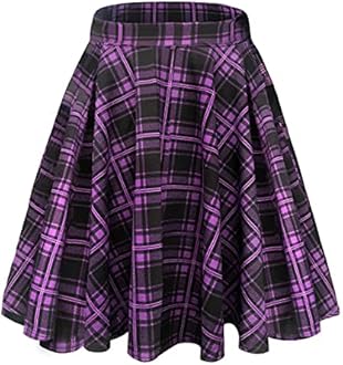 Urban CoCo Women's Basic Midi Skirt Versatile Stretchy Flared Casual High Waisted Skirt