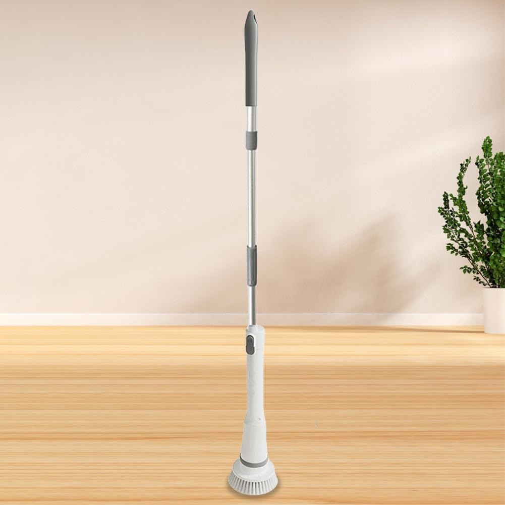 Fregadora Giratoria Eléctrica Cepillo De Limpieza Turbo Giratorio Multiusos Inalámbrico Con Brazo De Extensión Ajustable 6 Cabezales De Limpieza Reemplazables Suministros De Limpieza For El Hogar