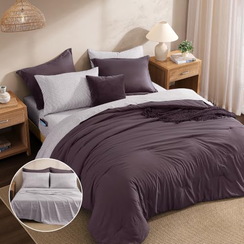 Image of Monbix Full Size Comforter Sets-7 Pieces Soft Bed in a Bag Full Bedding Set