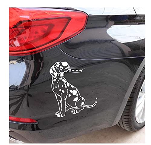 Stickers Voor Auto'S 12.5X15.6 Cm Auto Stickers Dalmatische Puppy Hond Voerbak Vinyl Decal Grappige Hond Zwart/Zilver - Afbeelding 4
