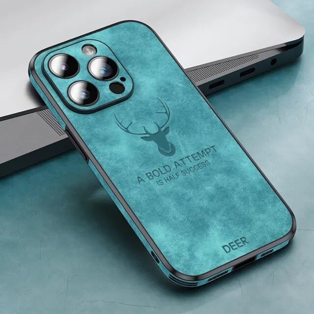 Shockproof Leather Magsafe-Compatible Deer Hunting Phone Case for iPhone 14 Pro Max, Magnetic, Wireless Charging, Camera Lens Protection Cover/Funda, A Bold Attempt (Brown)