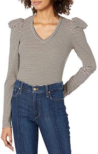 Ella Moss Women's Sandy Drape Long Sleeve Top, Cameo Rose Stripe, X Small
