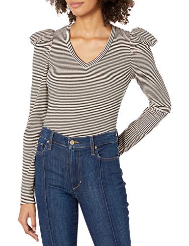 Ella Moss Women's Sandy Drape Long Sleeve Top, Cameo Rose Stripe, X Small #TOP4