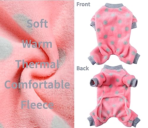 Dog Pajamas For Small Dogs Girl Boy Winter Onesies Pjs Cold Weather Puppy 4 Legged Sweater Clothes For Chihuahua Yorkie Teacup Jumpsuit Cute Pet Outfits Apparel Coats (X-Small, Polka Dot) #TOP1