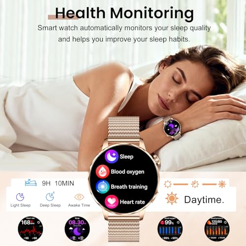 Image of Smart Watches for Women, 1.27'' Smartwatches (Answer /Make Calls) Compatible with iPhone /Android Phones, IP68 Waterproof Fitness Tracker Watch with Sleep Monitor,100+ Sports Modes (Rose Gold)