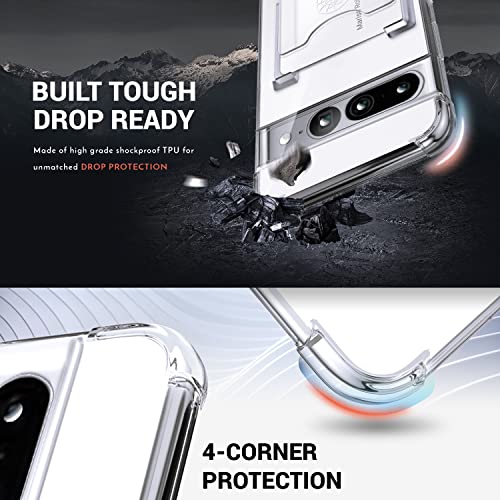 Shields Up for Pixel 8 Pro Case, Minimalist Wallet Case with Card Holder [3 Cards] and Ring Kickstand/Stand, [Drop Protection] Slim Protective Cover for Pixel 8 Pro - Clear by Shields Up - Used condition - Image 3