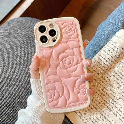 Coque camélia 3D en cuir souple iPhone 11 chic élégante protection rose