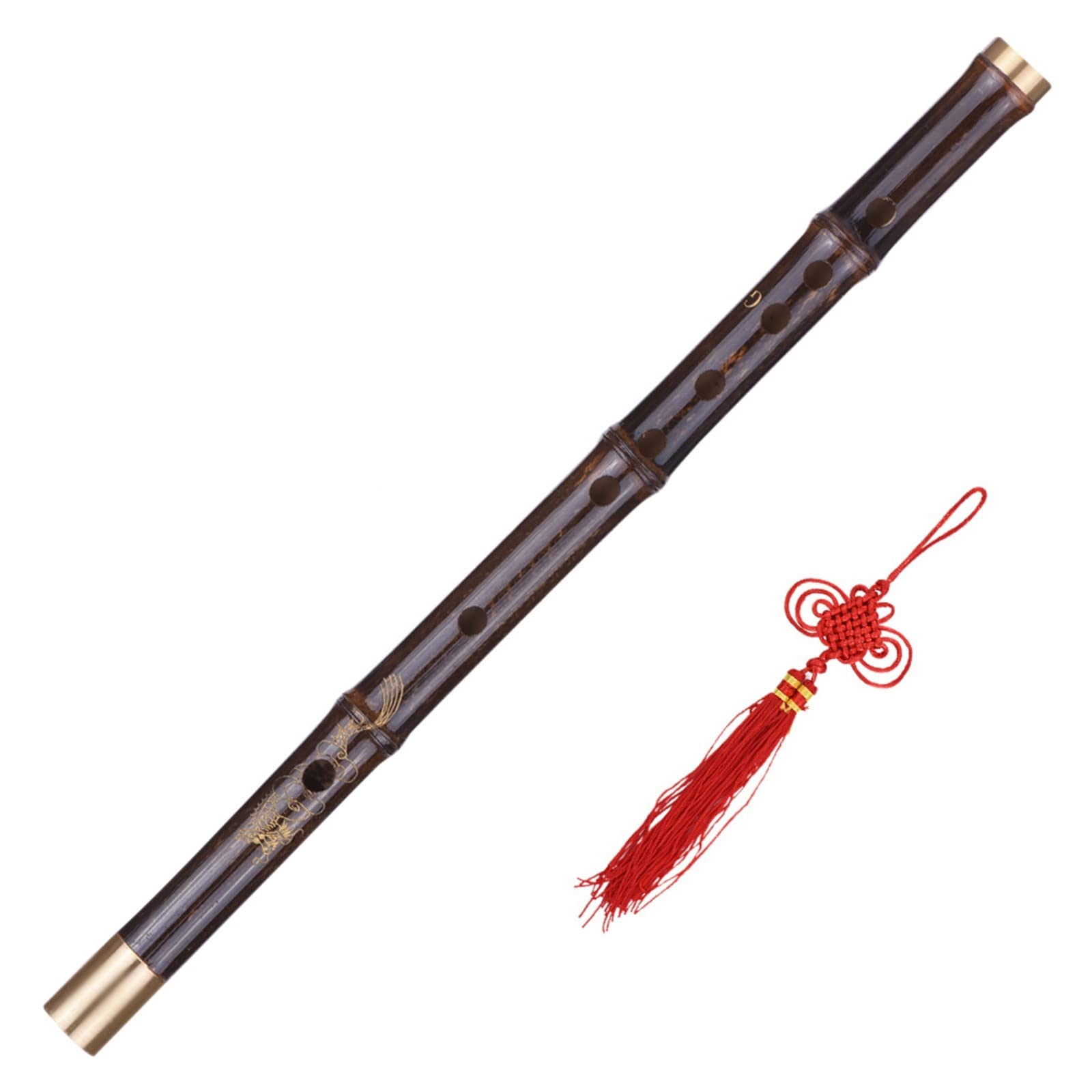 Professionelle schwarze Bambus-Dizi-Flöte, traditionelles handgefertigtes chinesisches musikalisches Holzblasinstrument, C-Taste, D-Taste(D key)