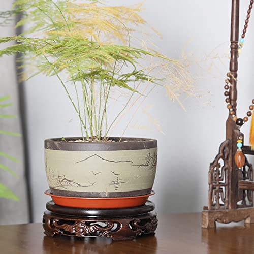 Socle de bonsaï oriental en bois pour théière et décoration zen du salon