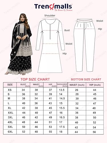 Image of TRENDMALLS Women's Art Silk Embroidery Sequence Work Kurta Palazzo Set with Dupatta Salwar Suit Set For Women