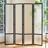 Acrylic Room Divider,4-Panel Freestanding Partition Screen, Frosted Translucent Privacy Panel - Lightweight Modern Divider for Home Office Studio (Black, 4 Panels)