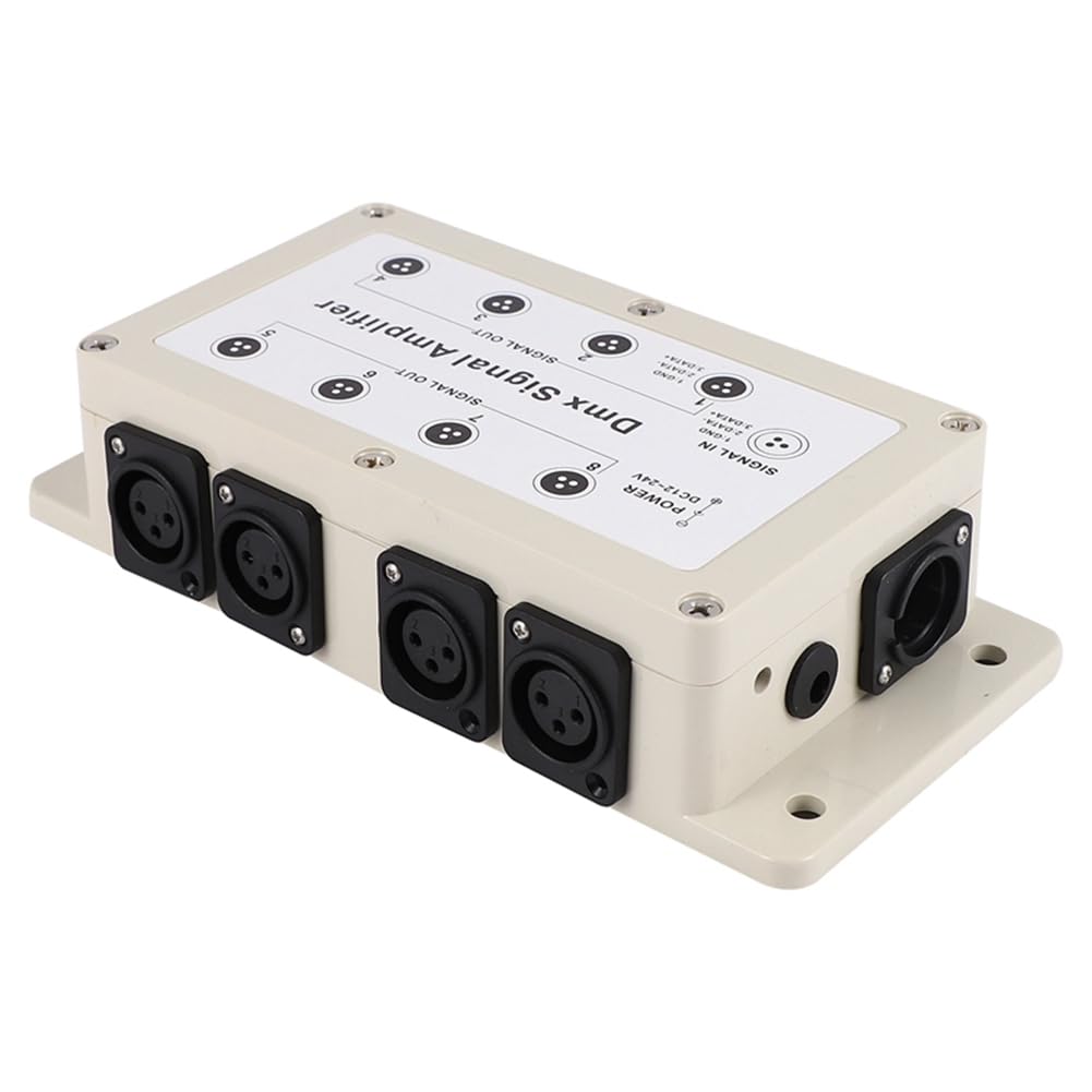 1 Pezzo Dc 12-24V 8 Canali Uscita Dmx512 LED Controller Amplificatore di Segnale Distributore Splitter Plastica Crema per Apparecchiature Domestiche
