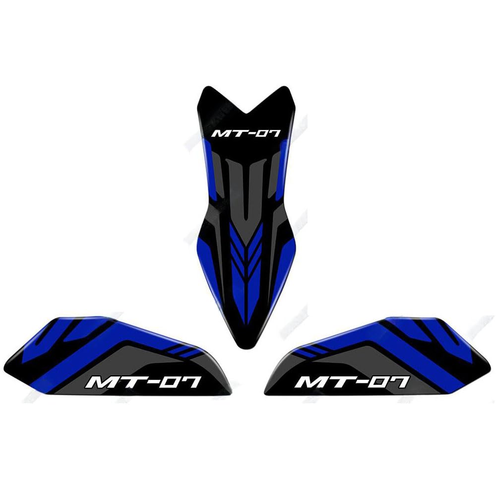 Accessori per moto, adesivo in resina gel 3D impermeabile antiscivolo per serbatoio laterale per MT-07 MT07 MT 07 2025 (Blu scuro)