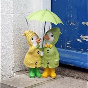 Dilly and Dally Puddle Ducks. Garden Ducks, garden ornaments, Pair of Ducks, 32cm high with detachable umbrellas…