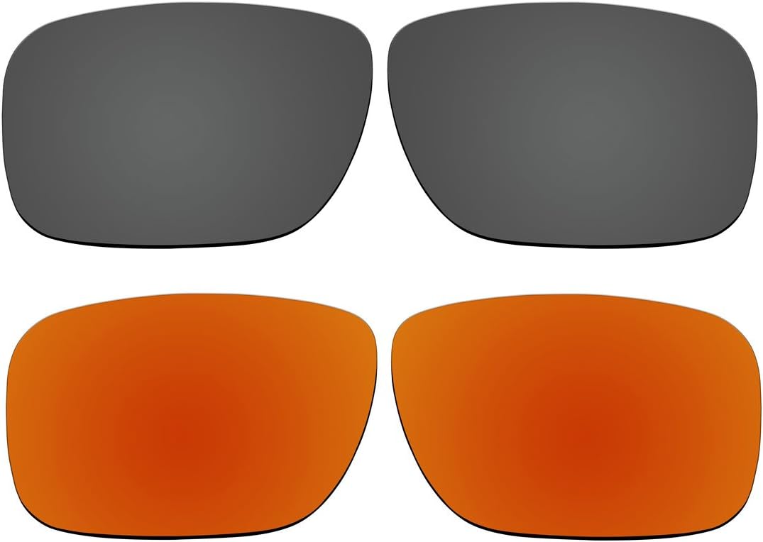 ACOMPATIBLE Replacement Polarized Grey and Fire Red Lenses for Oakley Holbrook Sunglasses